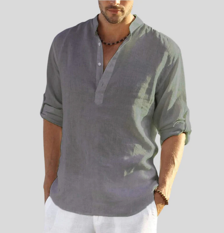 Everyday men's casual shirt, long sleeve with functional button placket, suitable for summer