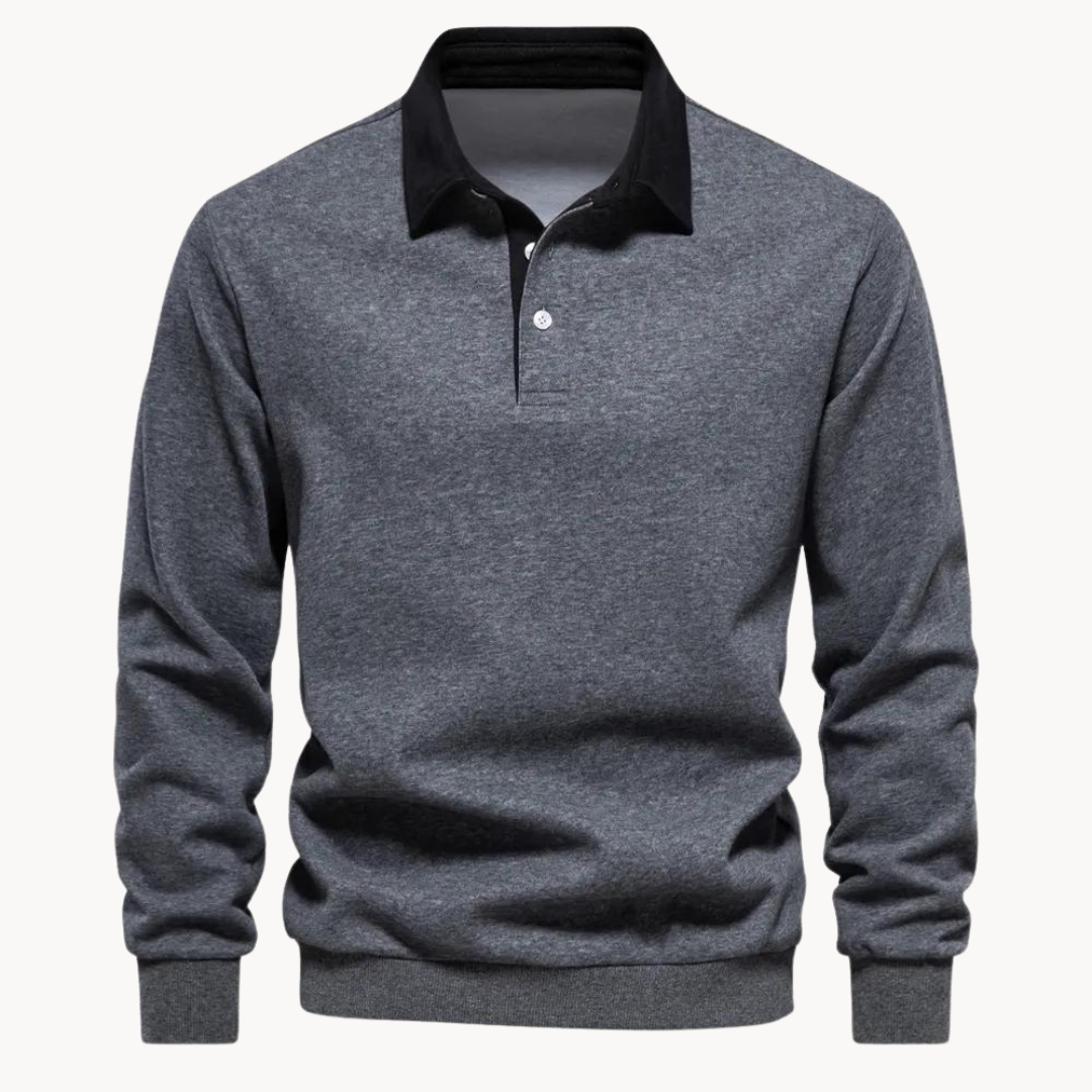 Men's casual long sleeve sweatshirt with contrast collar, ideal for smart casual wear