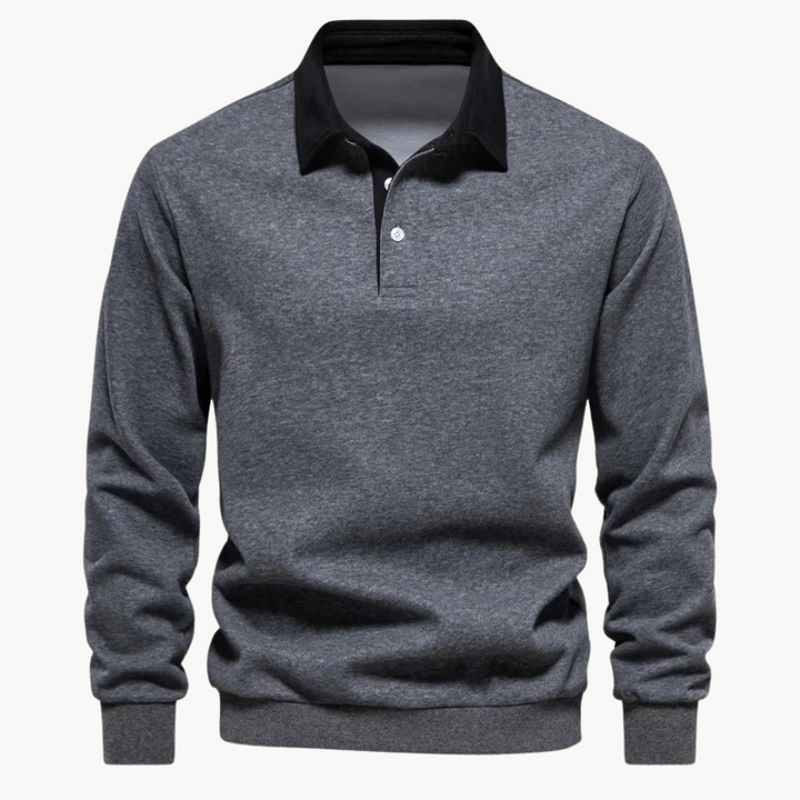 Men's casual long sleeve sweatshirt with contrast collar, ideal for smart casual wear