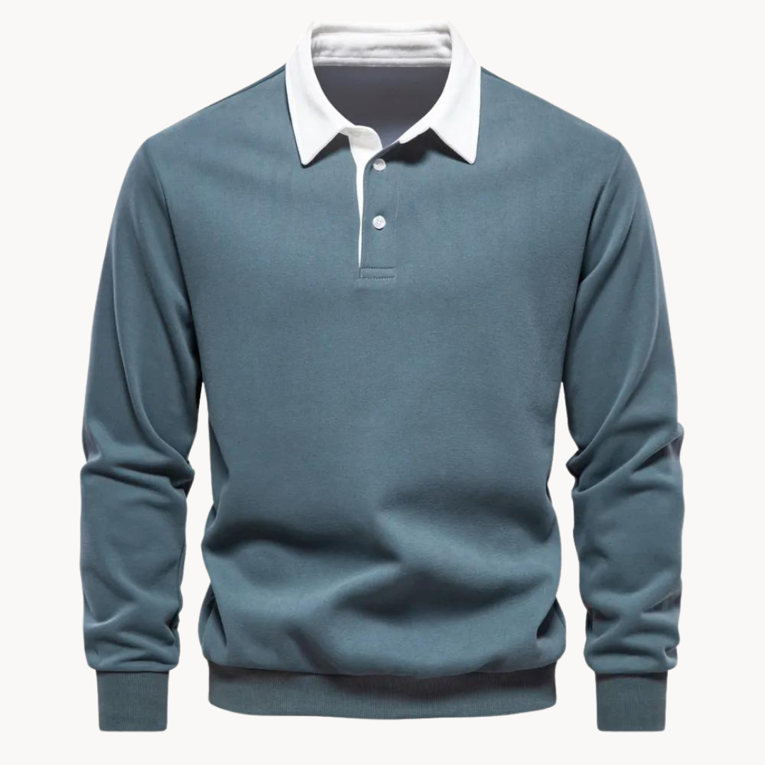 Comfortable men's crewneck sweatshirt, featuring a stylish contrast collar, versatile fashion