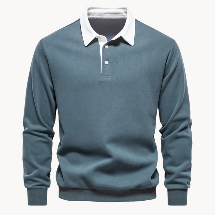 Comfortable men's crewneck sweatshirt, featuring a stylish contrast collar, versatile fashion