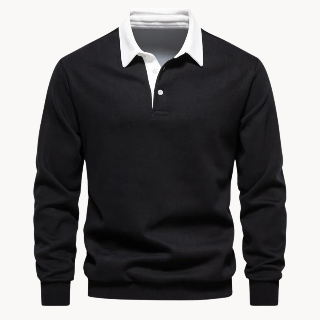 Long sleeve men's sweatshirt with unique contrast collar detail, great for everyday casual style