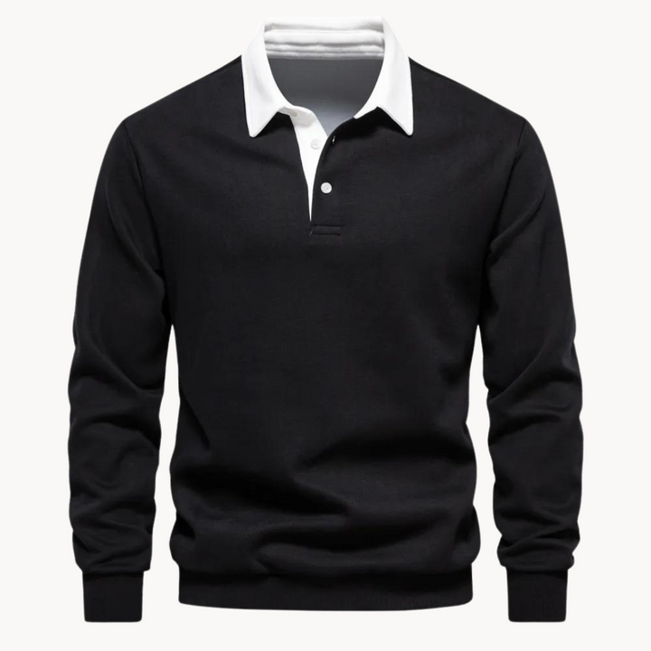 Long sleeve men's sweatshirt with unique contrast collar detail, great for everyday casual style