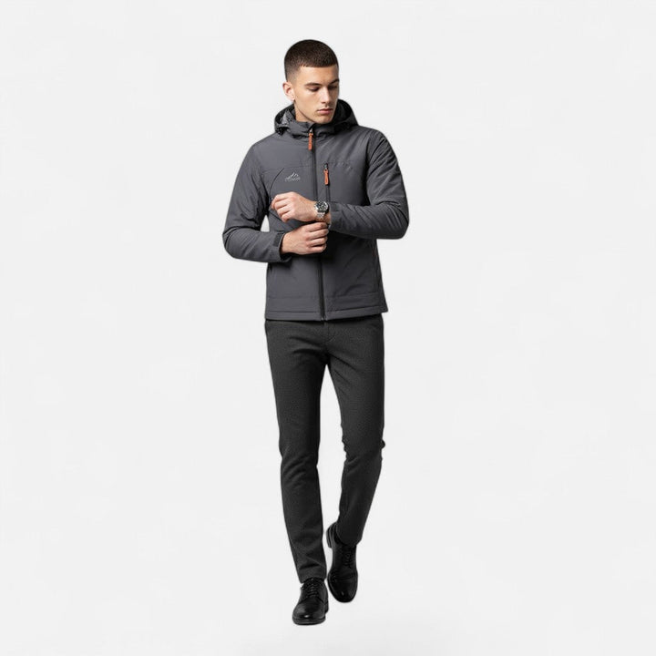 Loose-fit men's hooded casual jacket, perfect for stylish everyday wear.