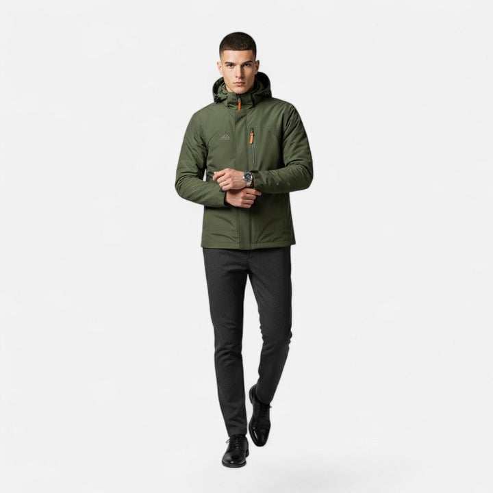 Stylish men's hooded jacket, loose fit, perfect for casual everyday wear.