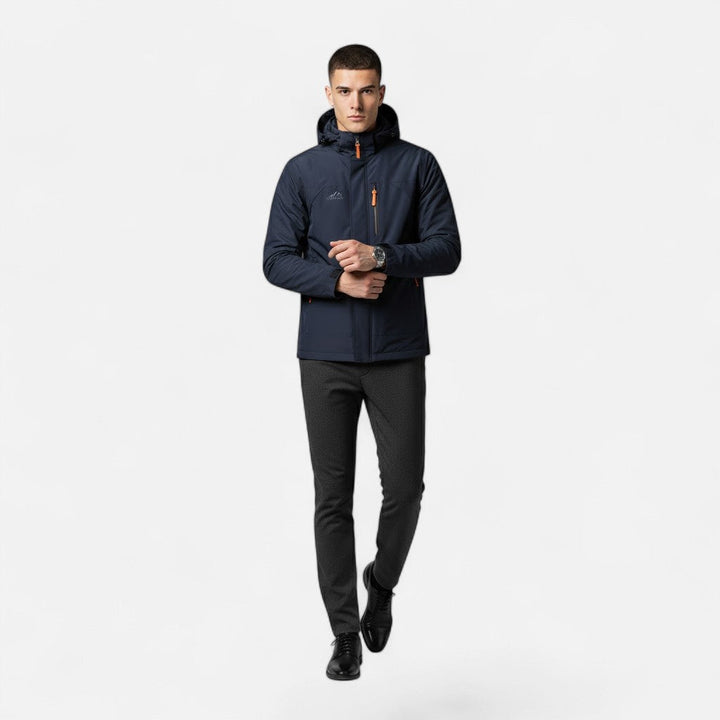 Transitional men's casual jacket with hood, loose fit, for stylish everyday fashion.