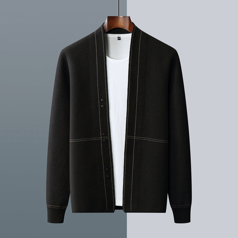 Fashionable men's button-front plaid sweater, a must-have long sleeve piece for fall & winter.