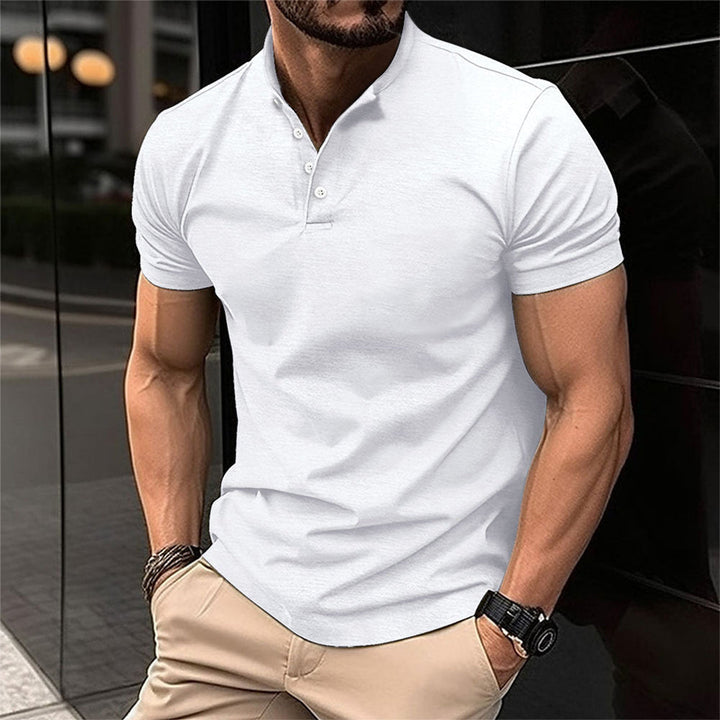 Men's two-piece summer outfit: a collared polo and comfortable casual shorts.