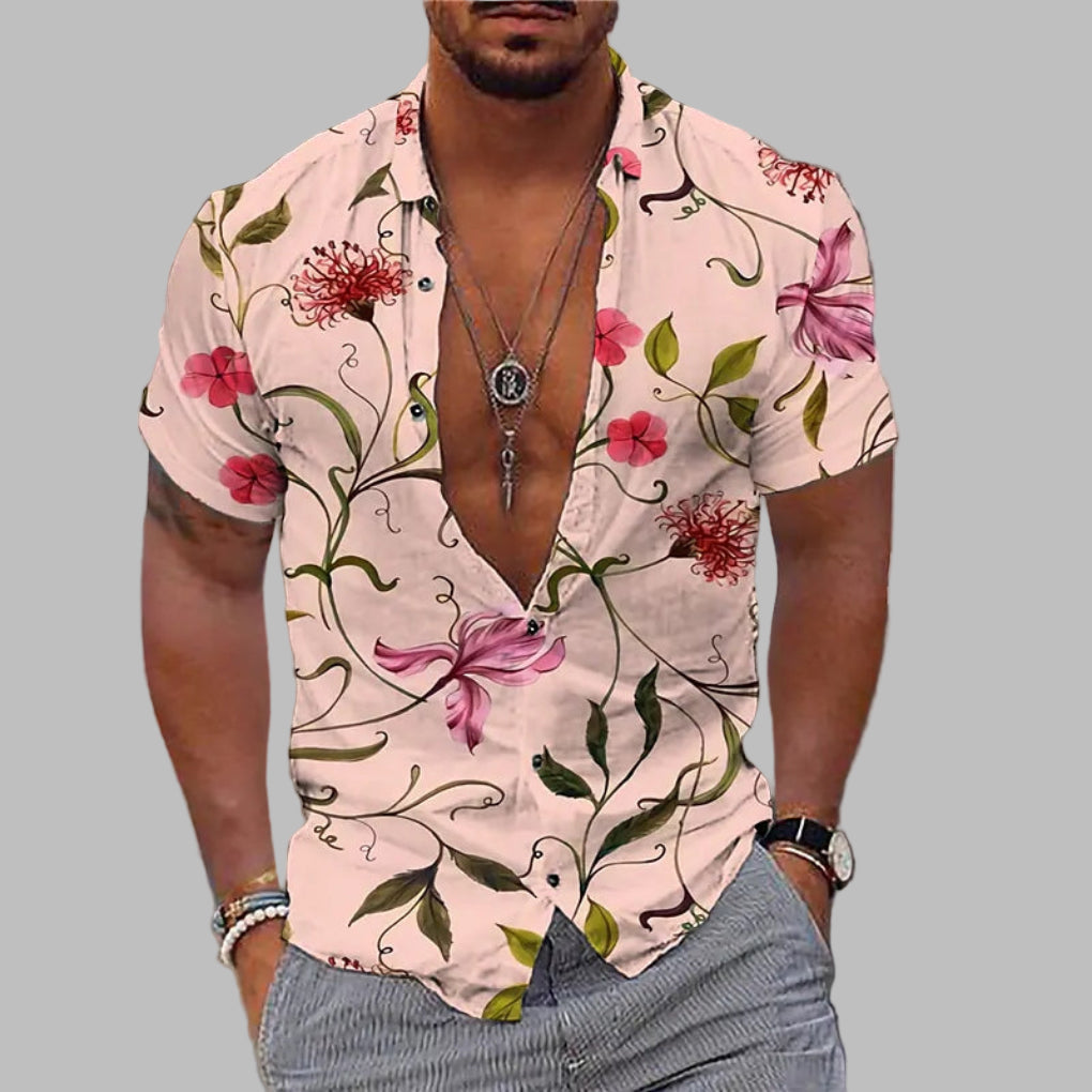 New3 men's casual print shirt, a lightweight and trendy option for summer and beach outings