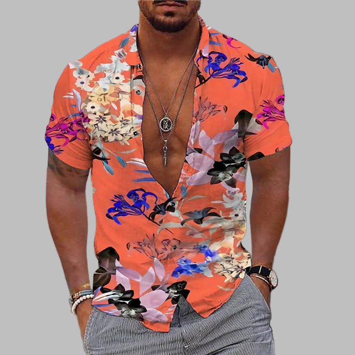 Vacation-ready men's short sleeve print shirt, a perfect blend of casual style and summer fashion