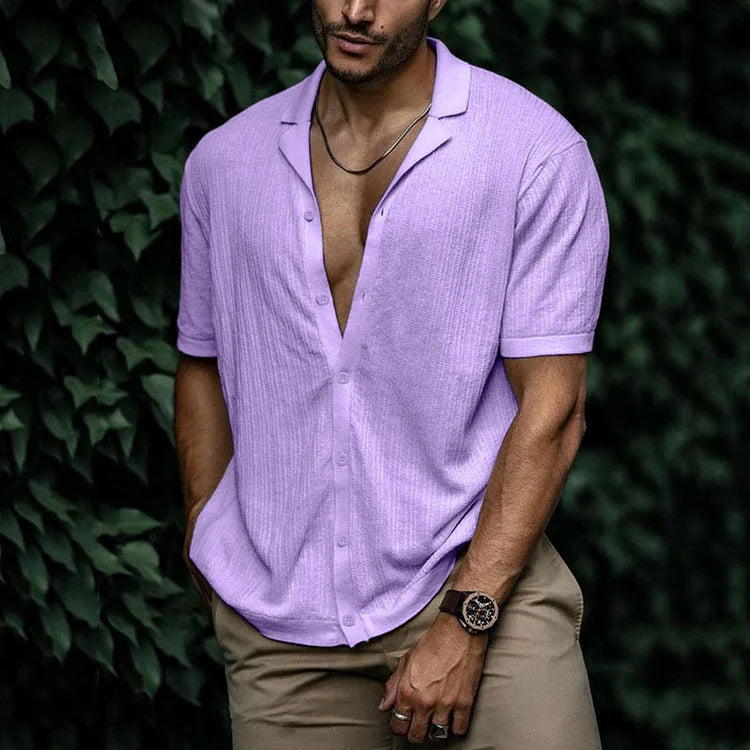 Essential men's casual button down shirt with short sleeves, great for warm weather fashion
