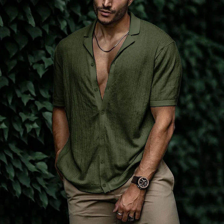 Comfortable short sleeve button down shirt for men, perfect for layering or wearing on its own