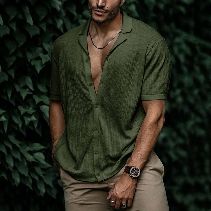 Comfortable short sleeve button down shirt for men, perfect for layering or wearing on its own