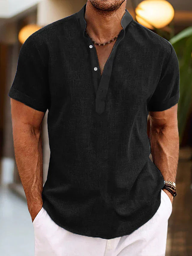 Classic men's casual short sleeve Henley, a versatile addition to men's style