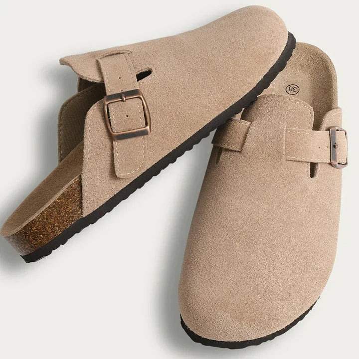 Men's casual open-back clog mules, slip-on style with adjustable buckle strap for ultimate comfort.