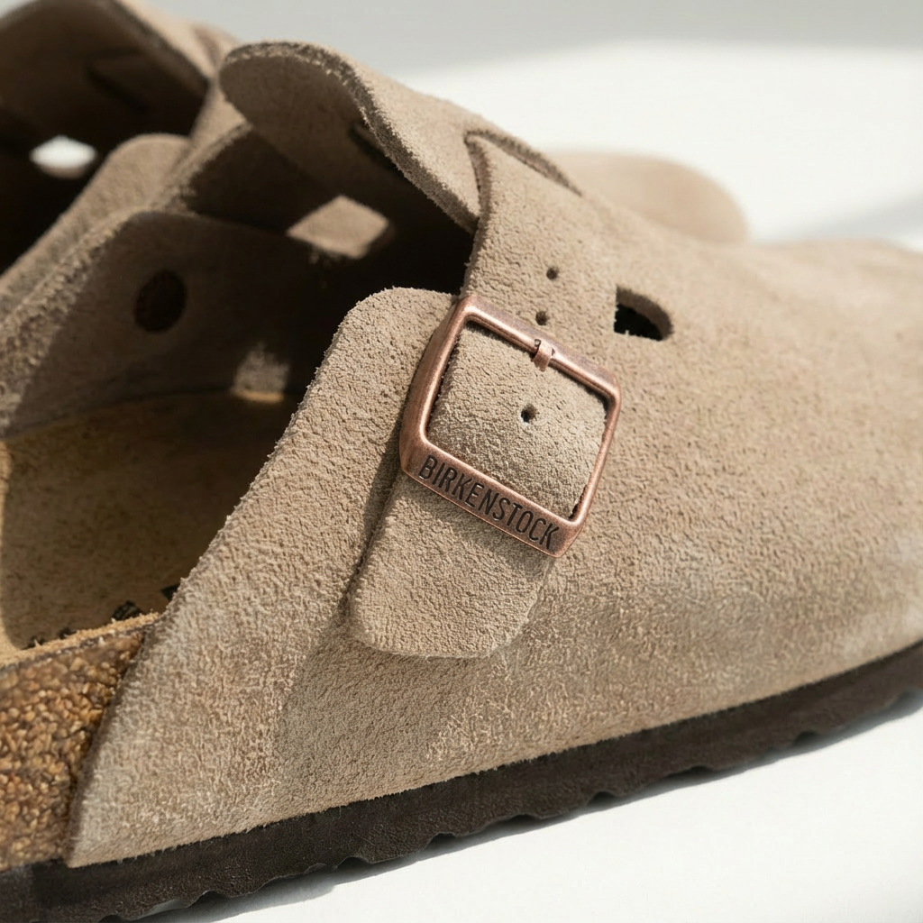 Men's casual slip-on shoes: clogs with open back and adjustable buckle, ideal for comfort and ease.