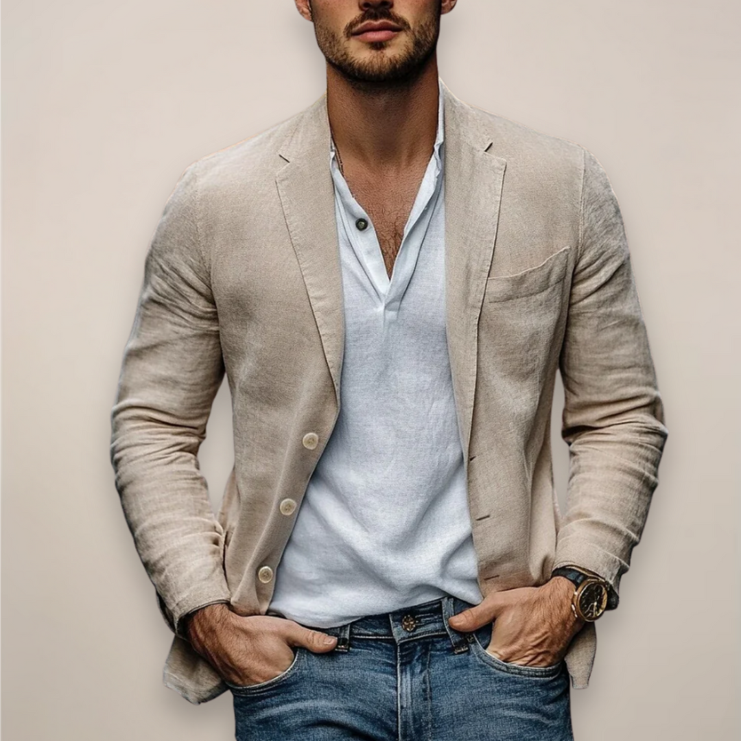 Men's casual summer blazer, lightweight modern jacket for smart-casual style.