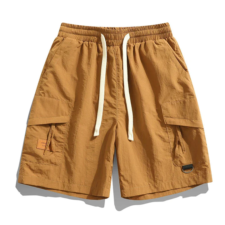 Men's casual summer cargo shorts with an elastic waist for comfort and relaxed fit.
