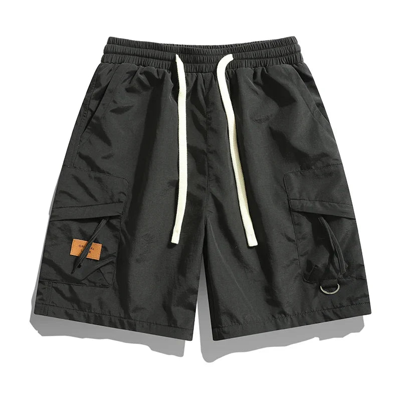 Stylish men's casual cargo shorts, perfect for summer, featuring an elastic waist and relaxed fit.