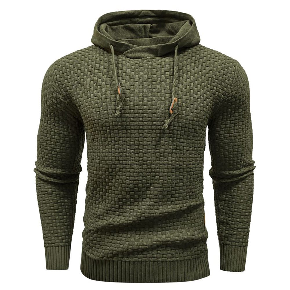 Men's casual textured pullover, a versatile hoodie with an adjustable drawstring hood.