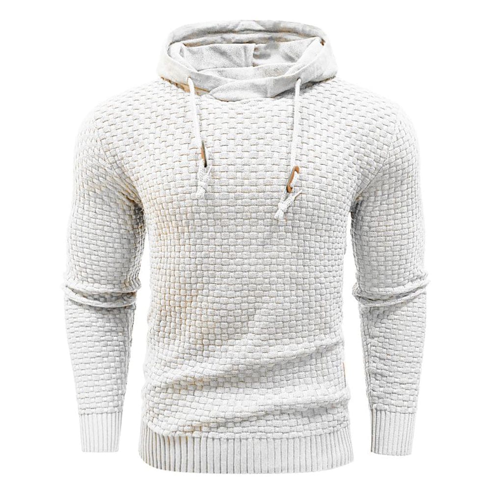 Everyday men's hoodie: comfortable textured long sleeve pullover for casual layering.