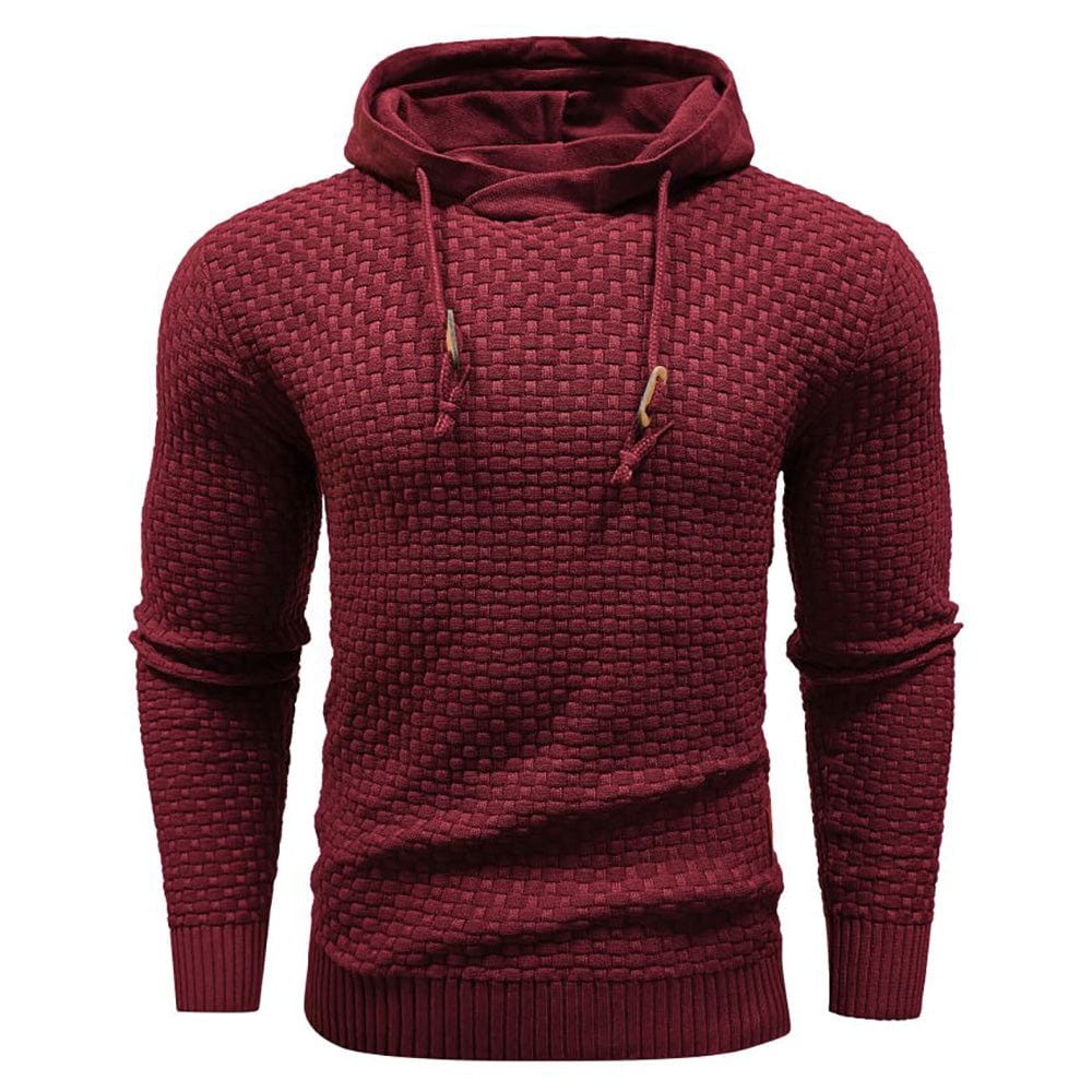 Men's streetwear textured hoodie, casual fit with a convenient drawstring hood.