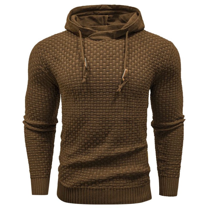 Men's versatile casual textured hoodie, featuring a practical drawstring hood detail.