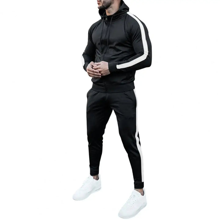 Sporty men's tracksuit set, ideal for athletic wear & workouts. Comfortable two-piece activewear outfit.