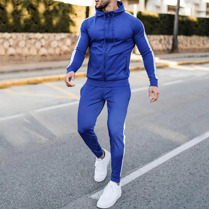 Men's comfortable activewear tracksuit set, perfect for workouts, lounging, or travel. Modern and soft.