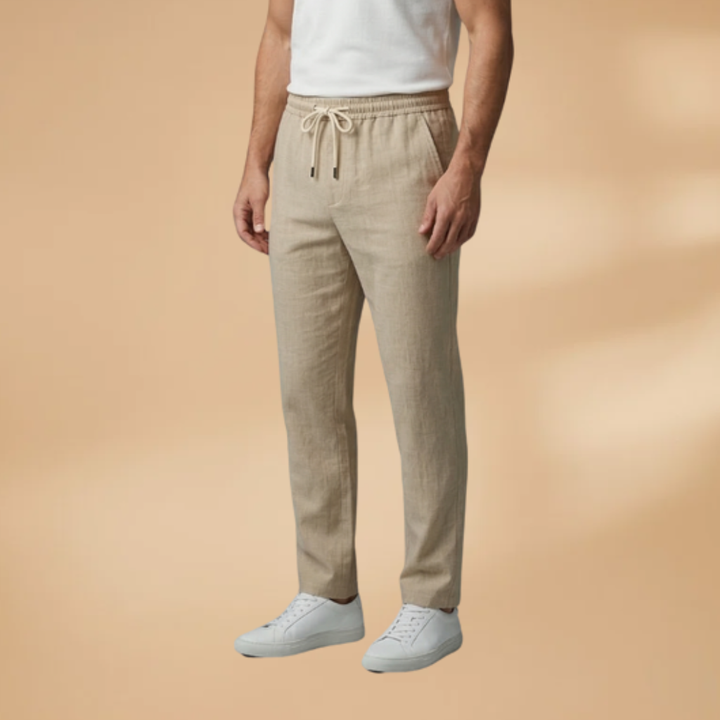 Stylish men's utility pants, relaxed fit, comfortable drawstring waist, suitable for modern mens fashion.
