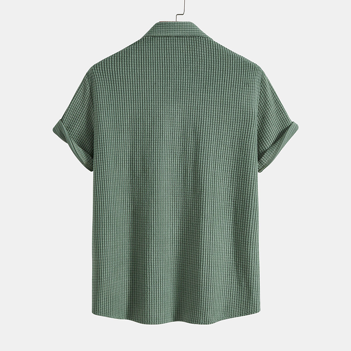 Men's relaxed casual two-piece shirt and shorts set, a versatile go-to summer outfit.