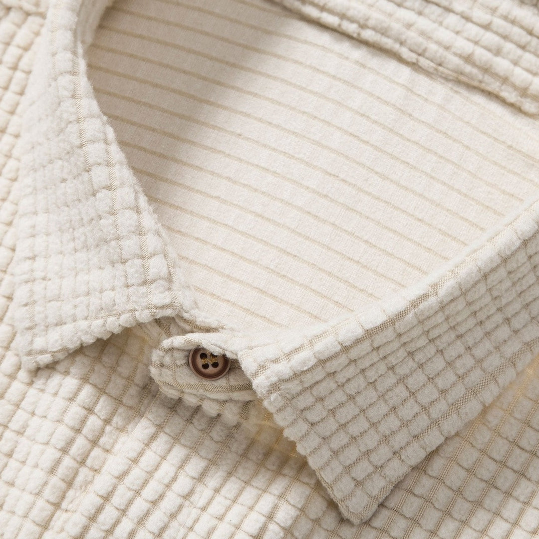 Lightweight men's two-piece casual set: shirt & shorts. Ideal for summer fashion, beach & lounge.