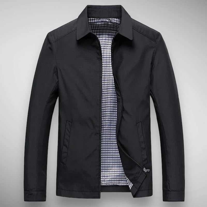 Men's casual zip-up collared jacket for everyday style. Versatile long-sleeve outerwear for spring & autumn.