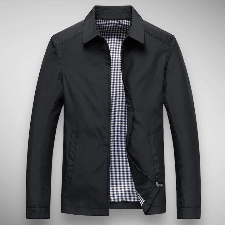 Men's casual zip-up collared jacket for everyday style. Versatile long-sleeve outerwear for spring & autumn.