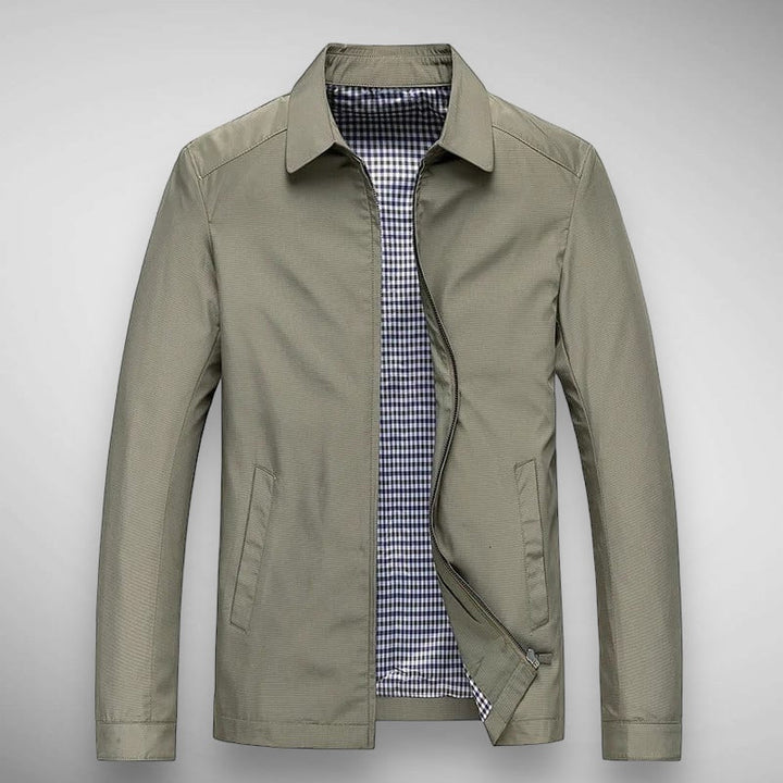 Versatile men's zip-up collared jacket, offering everyday style. Great long-sleeve outerwear for spring & autumn.