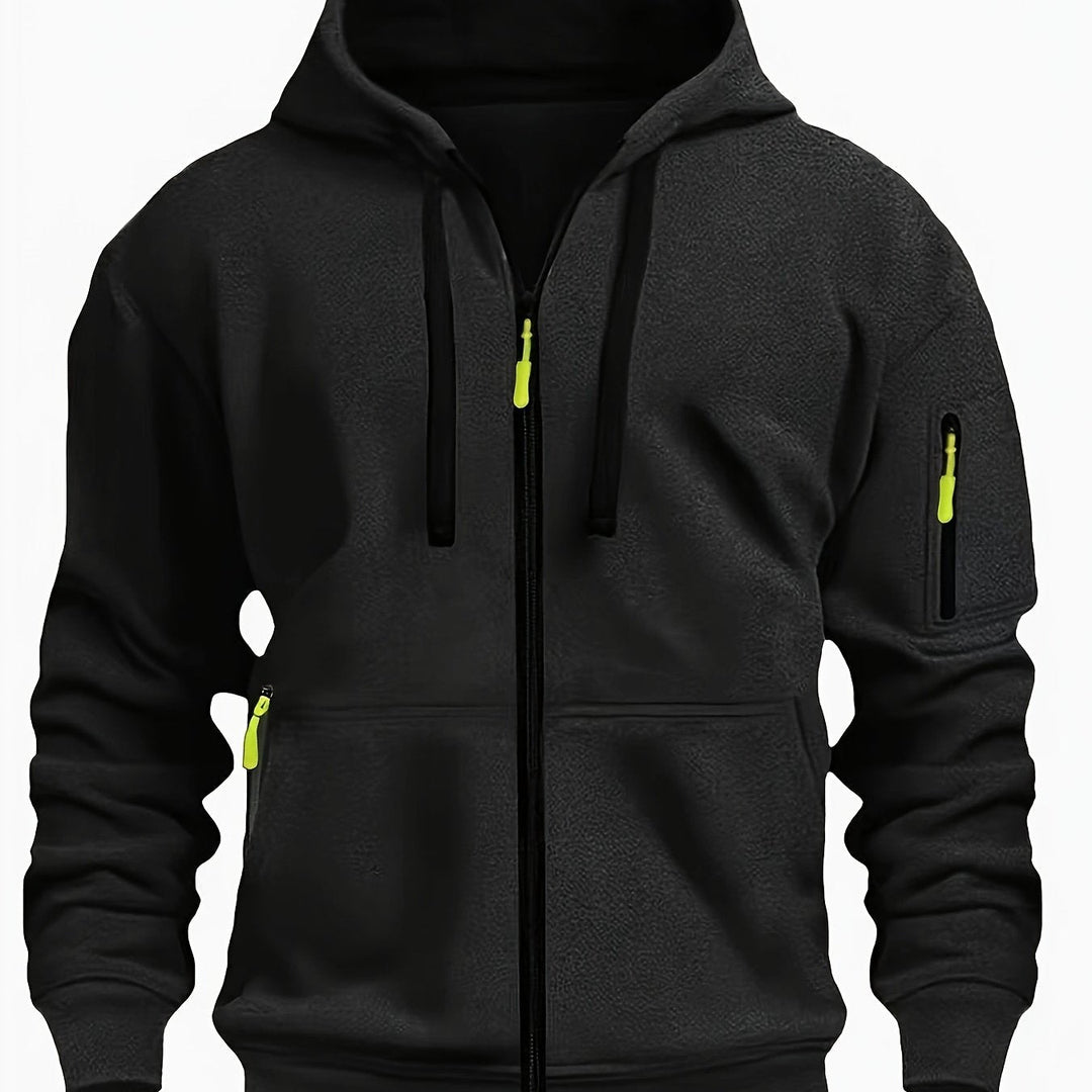 Men's practical zip-up hoodie, great for comfortable outdoor and autumn wear.
