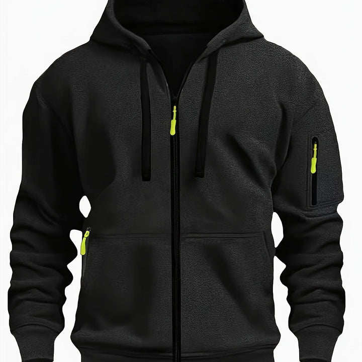 Men's practical zip-up hoodie, great for comfortable outdoor and autumn wear.