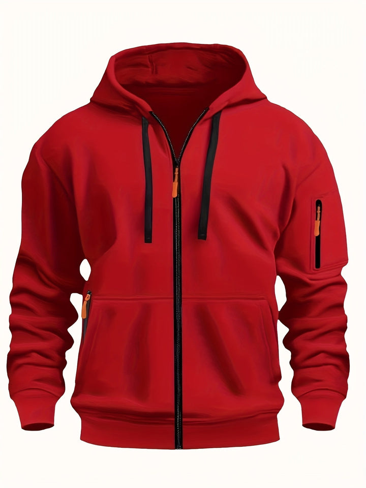 Versatile men's casual hoodie, perfect for layering in autumn and winter activities.