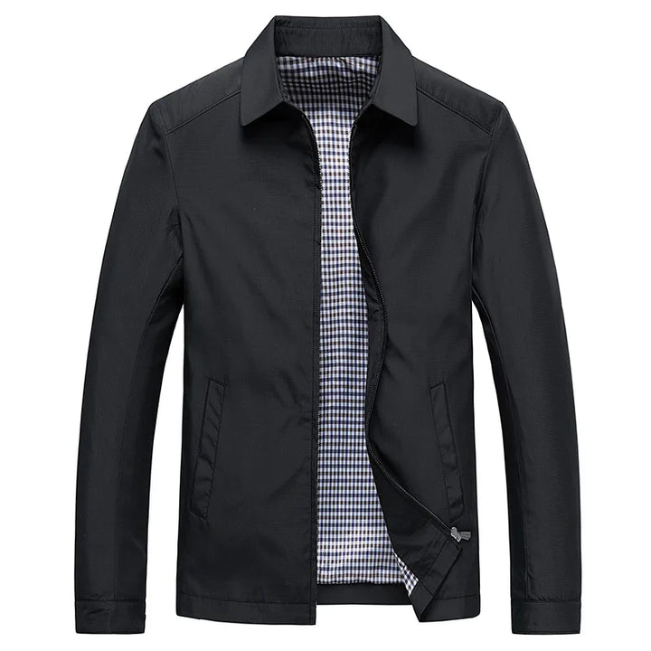Men's casual zip-up jacket with stylish point collar. Lightweight outerwear, perfect for spring & fall men's fashion.
