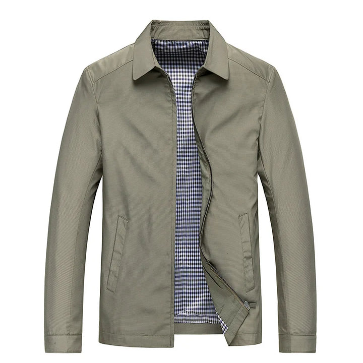 Men's casual zip-up outerwear jacket with point collar. Regular fit, lightweight & perfect for spring/fall men's style.