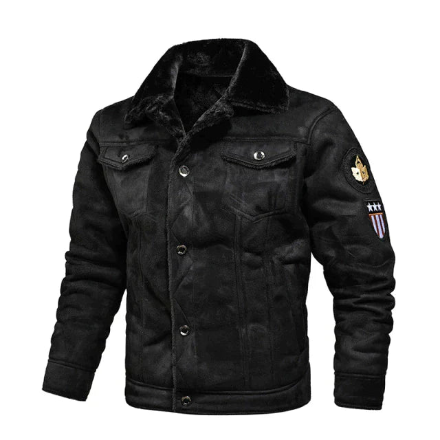 Men's classic black leather jacket. Stylish, versatile outerwear perfect for everyday wear and all-season comfort.
