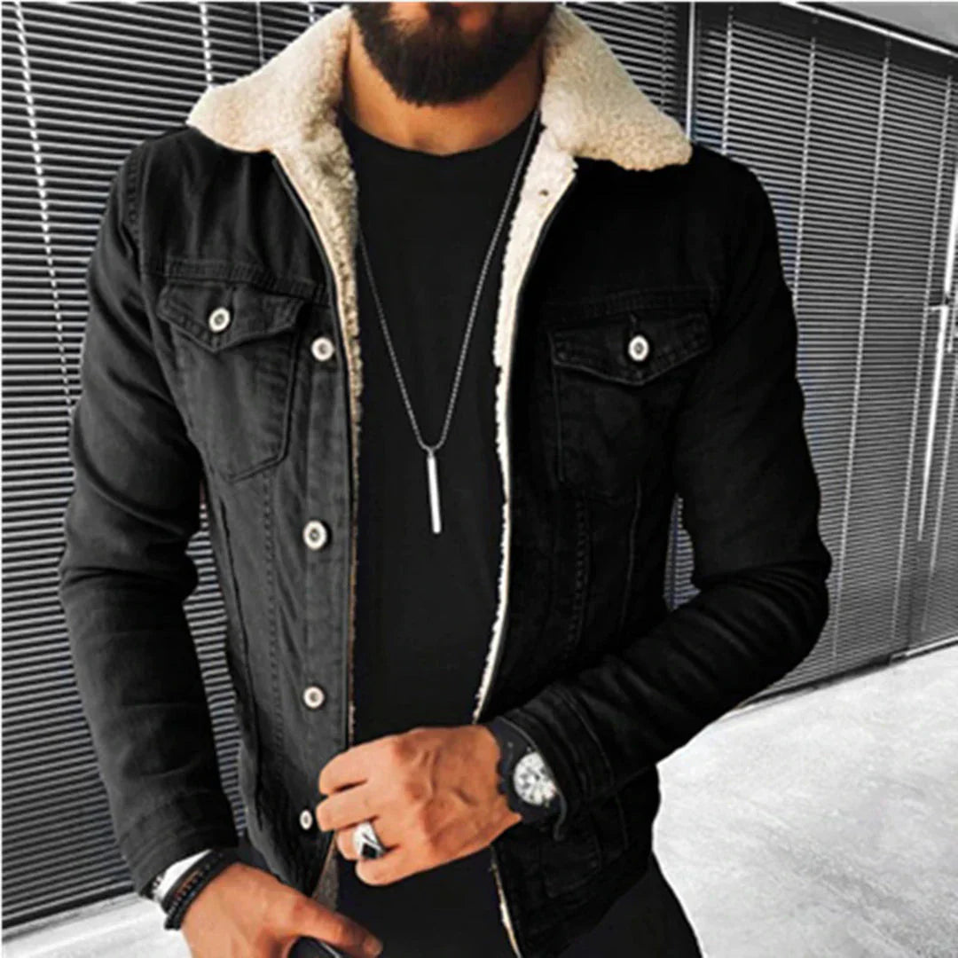 New men's regular fit denim jacket, an essential casual outerwear piece for versatile spring and fall fashion.