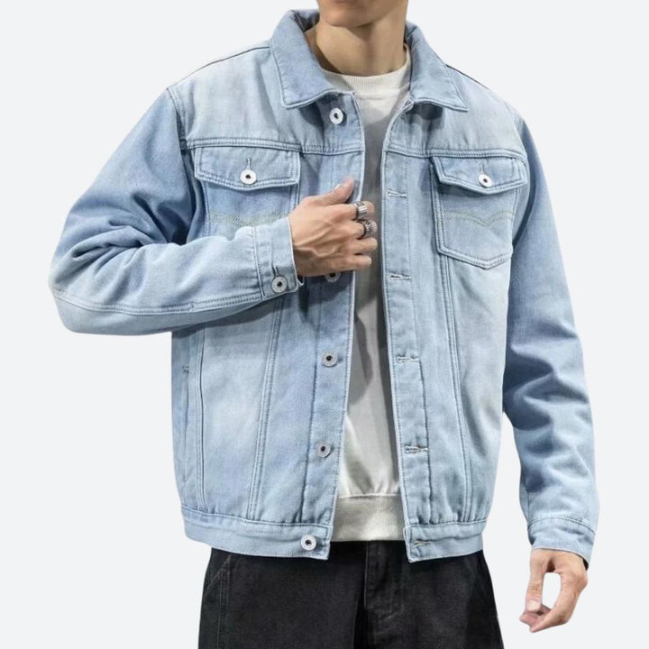 Stylish & durable men's classic fit denim jacket, essential casual outerwear for modern everyday fashion.