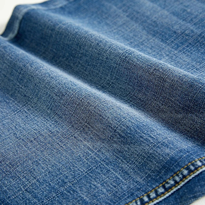Men's wardrobe staple denim shorts. Easy-wear straight leg, five-pocket casual design for comfort and style.