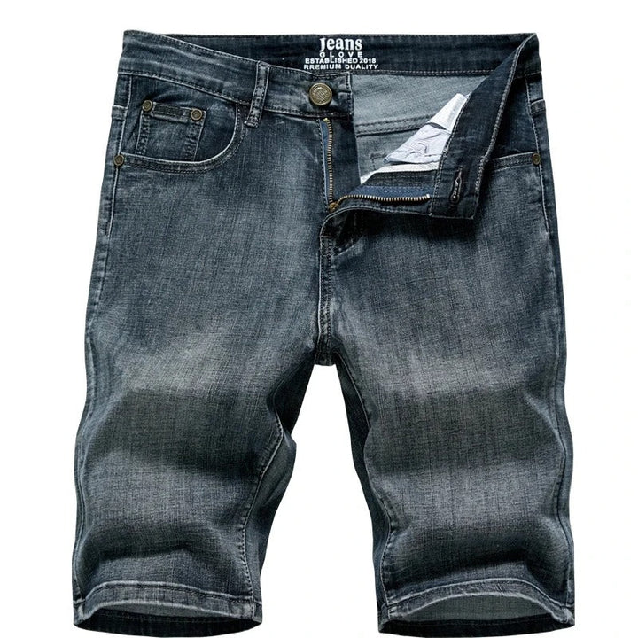 Classic men's denim shorts. Casual straight leg five-pocket design, comfortable for summer and everyday style.