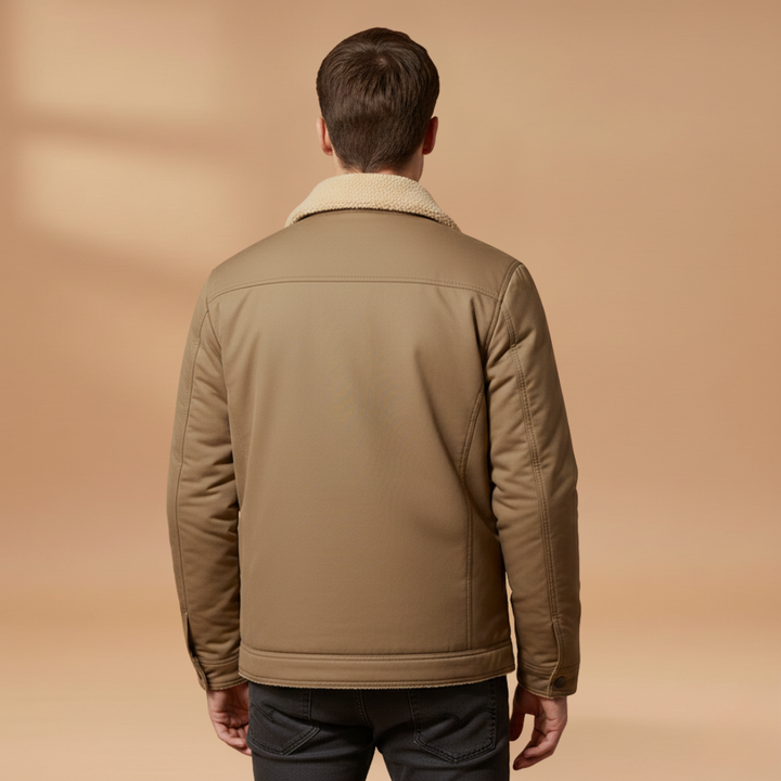Men's comfortable zip bomber jacket with a ribbed collar, perfect for everyday wear, layering & casual style.