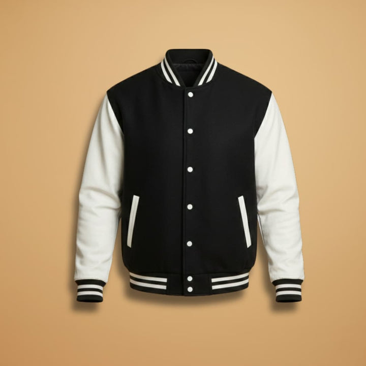Men's classic bomber jacket with snap front, ribbed collar, cuffs & hem. Stylish casual outerwear.