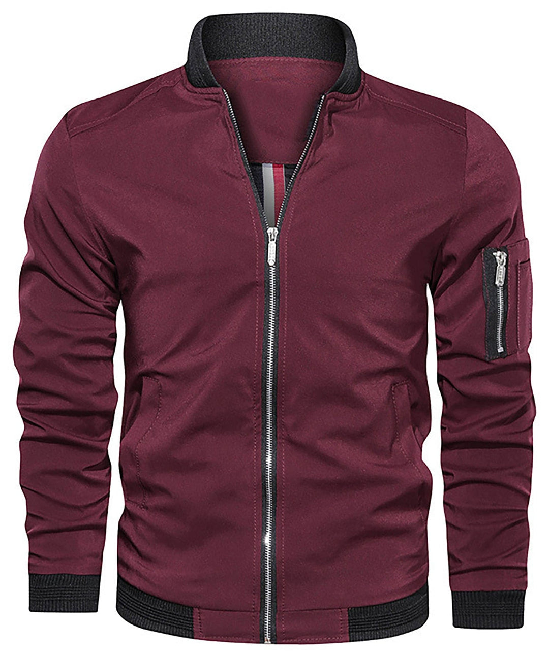 Classic men's bomber jacket with a functional sleeve zip pocket. Perfect everyday outerwear for men.