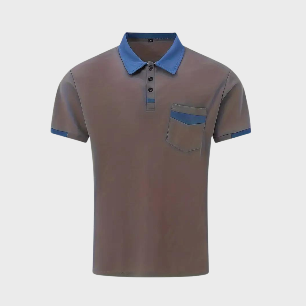 Men's classic breathable polo shirt in green, polyester, short sleeve, comfortable for summer casual
