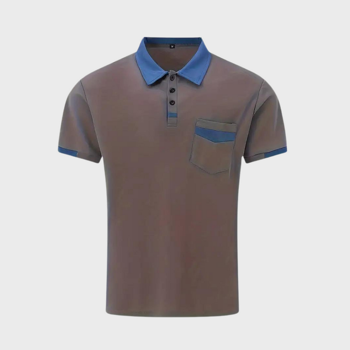 Men's classic breathable polo shirt in green, polyester, short sleeve, comfortable for summer casual